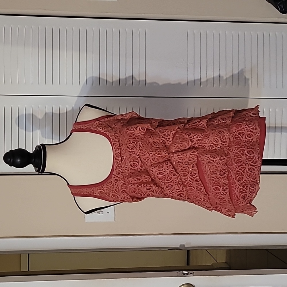 Salmon colored Women's Size S Charlotte Russe Lacey Ruffle tank top shirt
